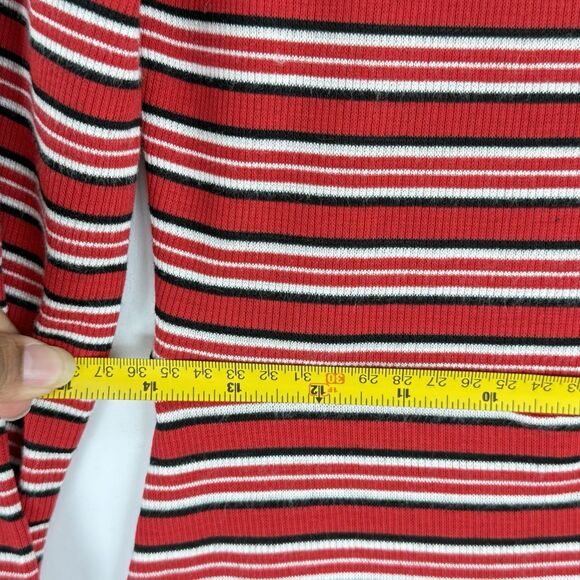 PINK Rose Size M Striped Knit Long Sleeve Button Front Shirt Dress Women’s - Picture 14 of 16